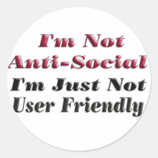 Ik ben niet anti-sociaal ronde sticker