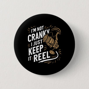 Ik ben niet chagrijnig, ik hou het visgrappig en l ronde button 5,7 cm