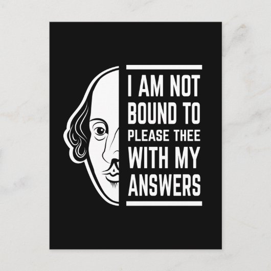 Ik ben niet gebonden aan het citaat van Shakespear Briefkaart (Voorkant)