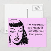 Ik ben niet gek, mijn realiteit is gewoon anders briefkaart (Voorkant / Achterkant)