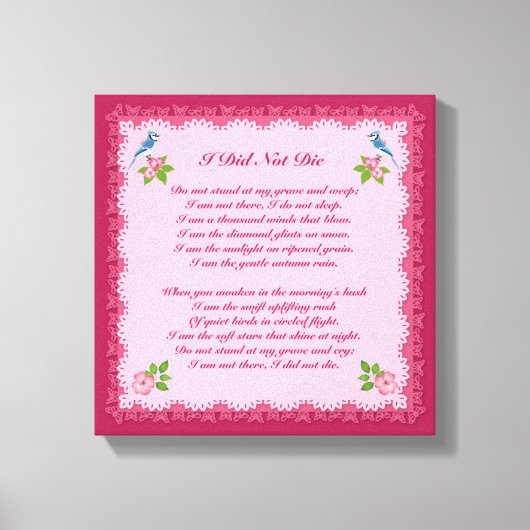 Ik ben niet gestorven rouwdruk canvas (Voorkant)
