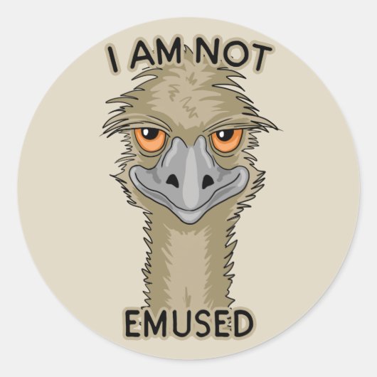 Ik ben niet gewijd aan Funny Emu Pun | Beige Ronde Sticker (Voorkant)