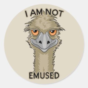 Ik ben niet gewijd aan Funny Emu Pun Beige Ronde Sticker