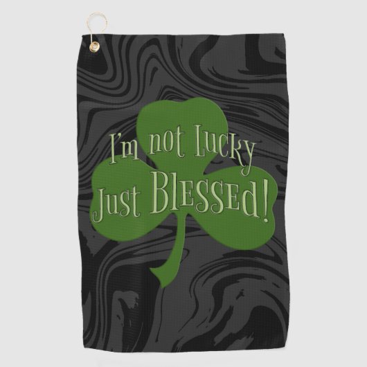 Ik ben niet Lucky Just Blessed Shamrock Design Golfhanddoek (Voorkant)