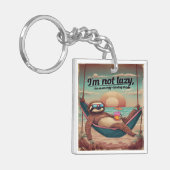 Ik ben niet lui, ik ben op energiebesparende grafi sleutelhanger (Voorkant Links)