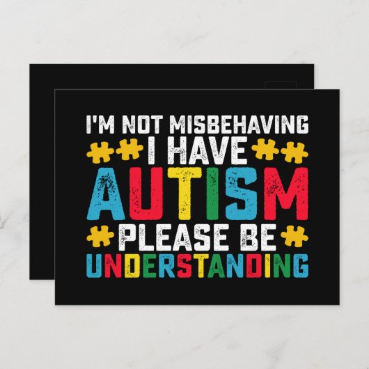 Ik ben niet misleid dat ik autisme heb, alsjeblief briefkaart (Voorkant / Achterkant)