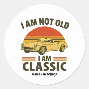 Ik ben niet oud, ik ben een klassiek grappig retro ronde sticker