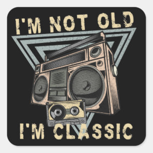 Ik ben niet oud, ik ben klassieke boombox vierkante sticker