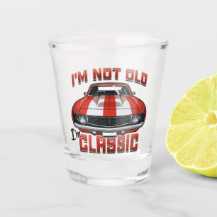 Ik ben niet oud, ik ben klassieke, Retro Red Muscl Shot Glas