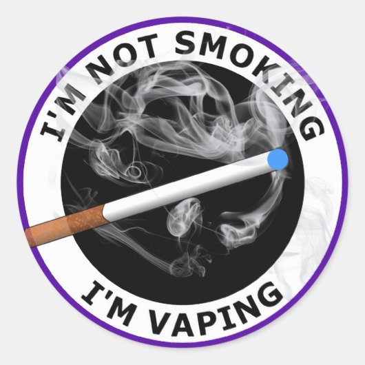 IK BEN NIET ROKEN DAT IK VAPEN RONDE STICKER (Voorkant)