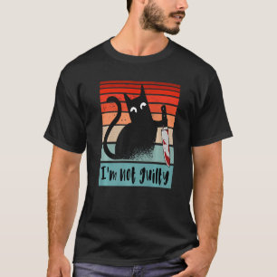 Ik ben niet schuldig aan Innocent Cat met mes Hall T-shirt