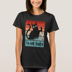 Ik ben niet schuldig aan Innocent Cat met mes Hall T-shirt