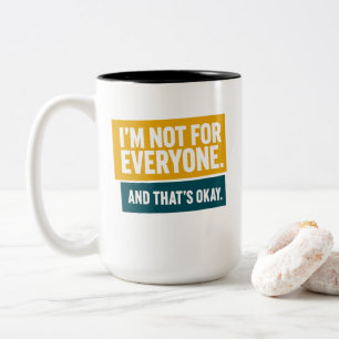 Ik ben niet voor iedereen – Vet gele en teal lette Tweekleurige Koffiemok