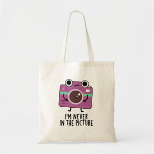 Ik ben nooit in het Afbeelding grappige camerakop. Tote Bag