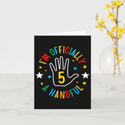 Ik ben officieel een handvol grappige 5e verjaarda kaart (Gele Bloem)