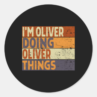 Ik ben Oliver die Oliver dingen grapjes maakt Ronde Sticker
