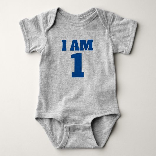 Ik ben One Blue Gray Birthday Baby Bodysuit (Voorkant)