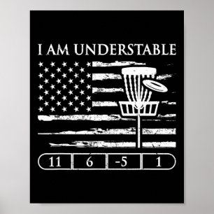 Ik Ben Onstabiel Citaat Usa Vlag Vintage Disc Golf Poster