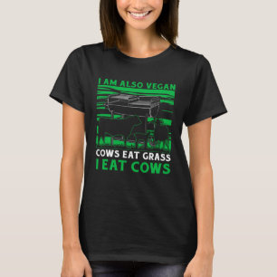 Ik ben ook Vegan koeien eten gras Ik eet Koeien T-shirt