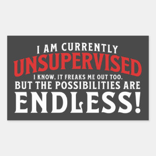 Ik ben op dit moment ongecontroleerd rechthoekige sticker