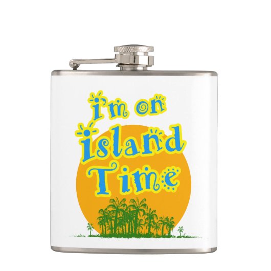 Ik ben op Island Time Heupfles (Voorkant)