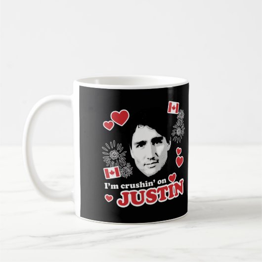 Ik ben op Justin aan het kruipen. Koffiemok (Links)