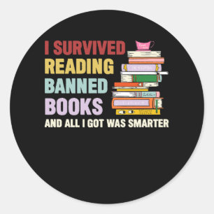 Ik ben overgelopen met het lezen van verboden boek ronde sticker