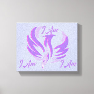 Ik Ben Paarse Vlam Vuur Vogel Rijzend Canvas Afdruk