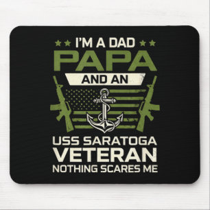 Ik ben papa vader uss saratoga cv-60 veteraan vlag muismat