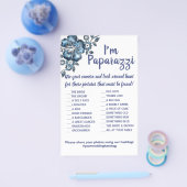 Ik ben paparazzi Game Card Blue Flower Wedding Flyer (Enkel)