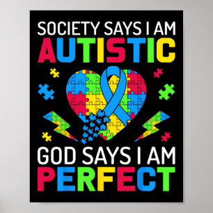 Ik ben Perfect Autisme Bewustzijn Kinder Jongens P Poster