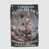 IK BEN PISSIG IN ELON MUSK'S SHAMPOO TULSI GABBARD GOLFHANDDOEK (Voorkant)