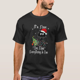 Ik ben prima Alles is prima zwarte katten kerst f T-shirt