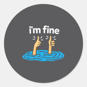 Ik ben prima duimen omhoog twee als hand grappig s ronde sticker
