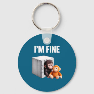 Ik ben prima leuk baby aapje angst meme humor sleutelhanger