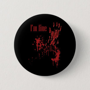 Ik ben prima verdomde leuk Halloween kostuum Manne Ronde Button 5,7 Cm