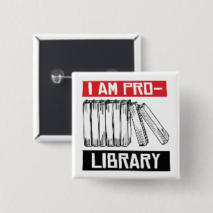 Ik ben pro bibliotheek vierkante button 5,1 cm