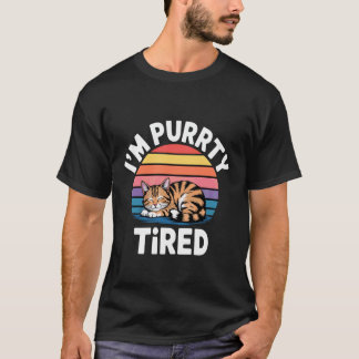 Ik ben Purrrty Moe Slaperige Kat Uitputting Humor T-shirt