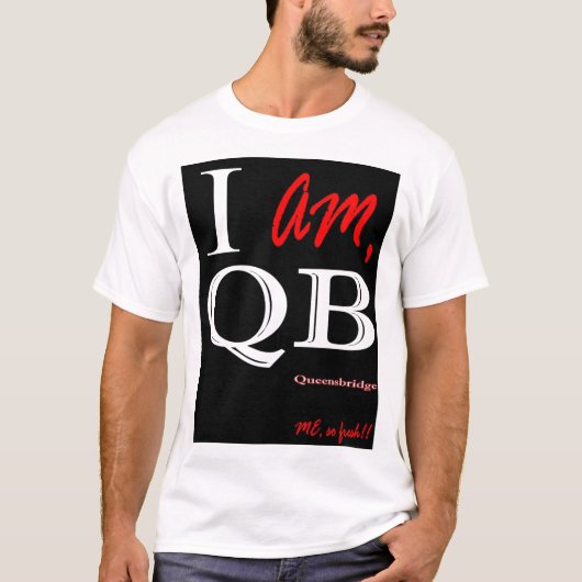 Ik ben QB (Queensbridge) - Zwart/wit T-shirt (Voorkant)