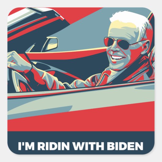 IK BEN RIDIN MET BIDEN VIERKANTE STICKER (Voorkant)
