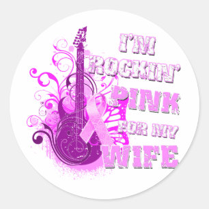 Ik ben Rockin' Pink voor mijn vrouw Ronde Sticker