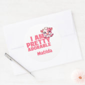 Ik ben  Schattig Pink Custom Ronde Sticker (Envelop)