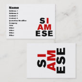 IK BEN SIAMESE VISITEKAARTJE (Voorkant / Achterkant)