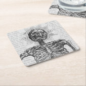 +[ IK BEN SKELET! ]+ VIERKANTE KARTONNEN ONDERZETTER (Schuin)