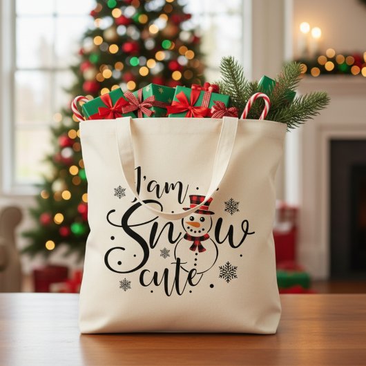 Ik ben sneeuw schattig winter sneeuwman tote bag