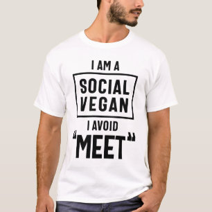 Ik ben sociaal Vegan, vermijd grappige vegetariële T-shirt