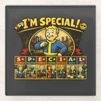 Ik ben Speciaal | Fallout Geïnspireerde Stats Muis Glazen Onderzetter