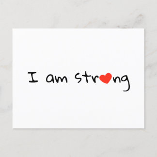 Ik ben sterk Heart Typografie Red Black Briefkaart
