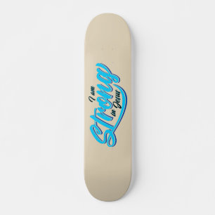 Ik ben sterk in Jesus Black en Blue Skateboard
