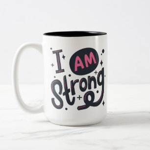 Ik Ben Sterke Motivatie Typography Design Tweekleurige Koffiemok